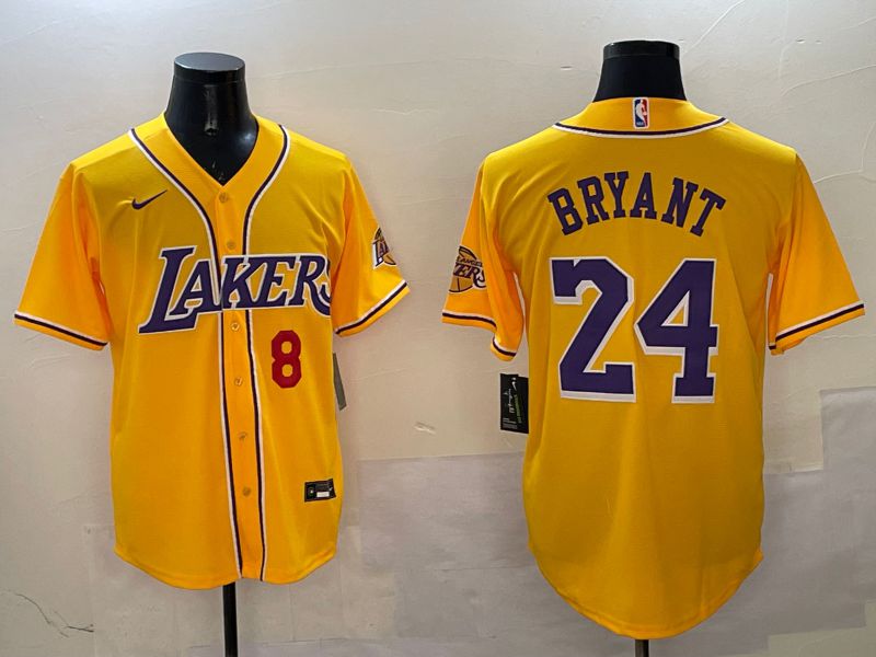 Men Los Angeles Lakers #24 Bryant Yellow Joint Name Nike 2025 NBA Jersey style 9